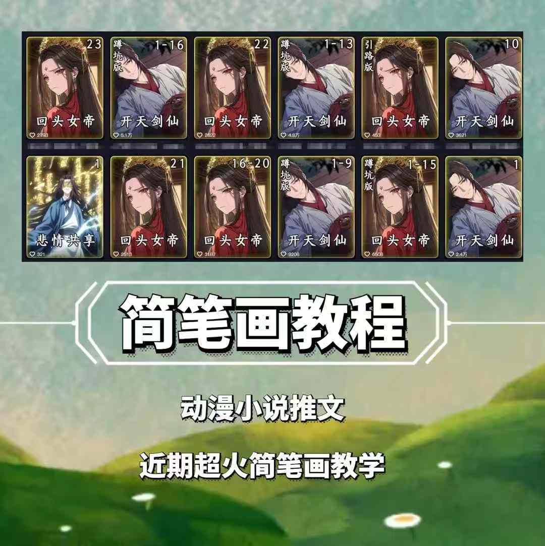 兜兜简笔画教学,小说推文动漫玩法,可做伙伴计划、分成计划、接广告等-任任的小木屋 - 热点知汇
