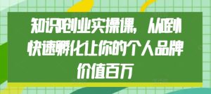 知识IP创业实操课,从0到1快速孵化让你的个人品牌价值百万-任任的小木屋 - 热点知汇
