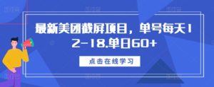最新美团截屏项目，单号每天12-18.单日60+-任任的小木屋 - 热点知汇