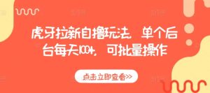 虎牙拉新自撸玩法，单个后台每天100+，可批量操作-任任的小木屋 - 热点知汇