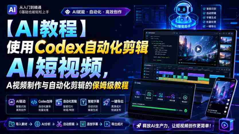 【AI教程】使用Codex自动化剪辑AI短视频，AI视频制作与自动化剪辑的保姆级教程-任任的小木屋 - 热点知汇
