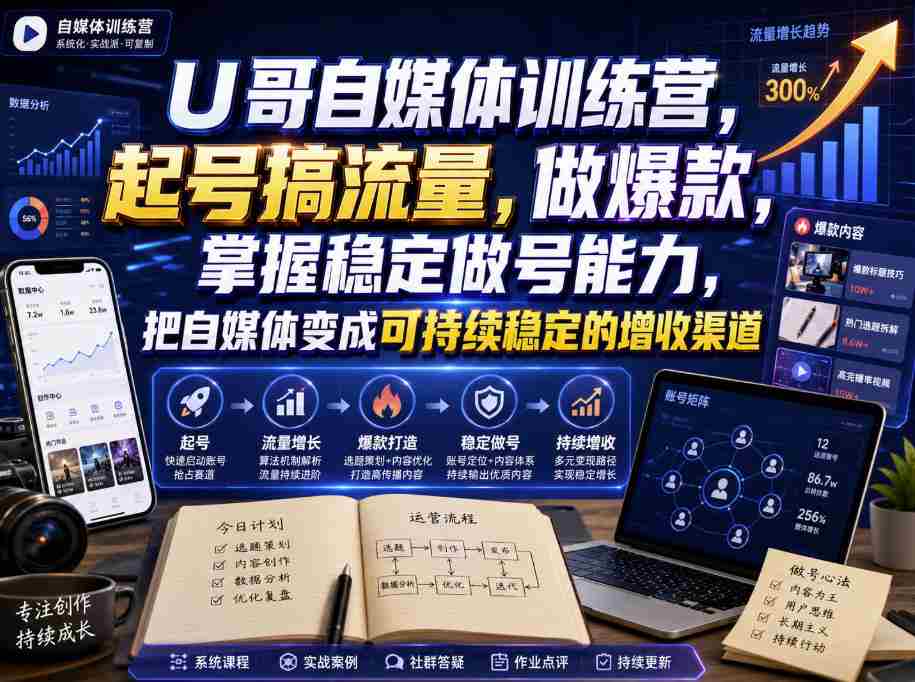 U哥自媒体训练营,起号搞流量,做爆款,掌握稳定做号能力,把自媒体变成可持续稳定的增收渠道-任任的小木屋 - 热点知汇