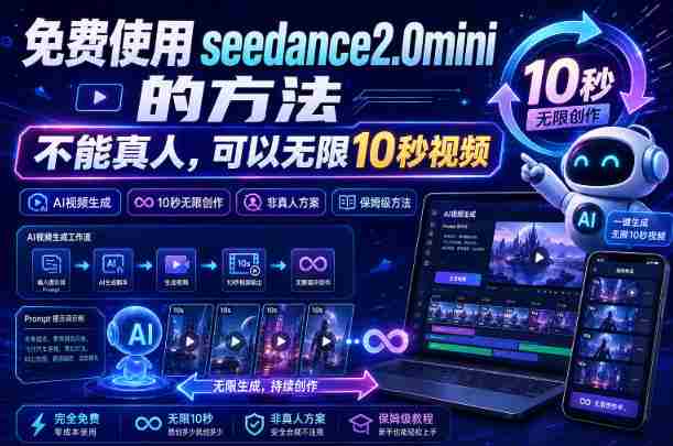 免费使用seedance2.0mini的方法,不能真人,可以无限10秒视频,9图+3音频参考-任任的小木屋 - 热点知汇