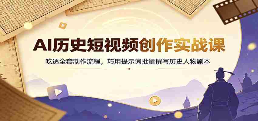 AI历史短视频创作实战课：吃透全套制作流程，巧用提示词批量撰写历史人物剧本-任任的小木屋 - 热点知汇