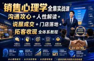 销售心理学全集实战课｜沟通攻心+人性解读+说服成交+门店落地+拓客收现全体系教程-任任的小木屋 - 热点知汇