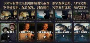 500W粉博主亲授电影解说实战课｜精选独家思路、AI写文案、零基础剪辑、配音配乐、封面制作、完整发布流程一站式教学-任任的小木屋 - 热点知汇