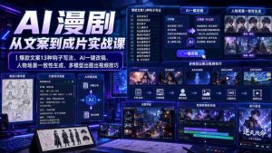 AI漫剧从文案到成片实战课｜爆款文案13种钩子写法、AI一键改稿、人物场景一致性生成、多模型出图出视频技巧-任任的小木屋 - 热点知汇