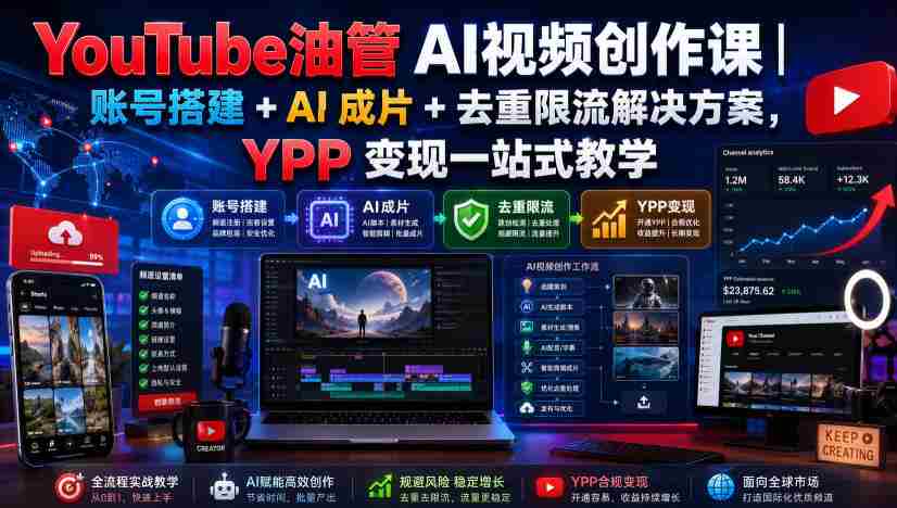 YouTube油管AI视频创作课|账号搭建+AI成片+去重限流解决方案,YPP变现一站式教学-任任的小木屋 - 热点知汇
