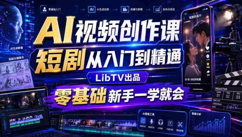 AI视频创作课，短剧从入门到精通，LibTV出品，零基础新手一学就会-任任的小木屋 - 热点知汇