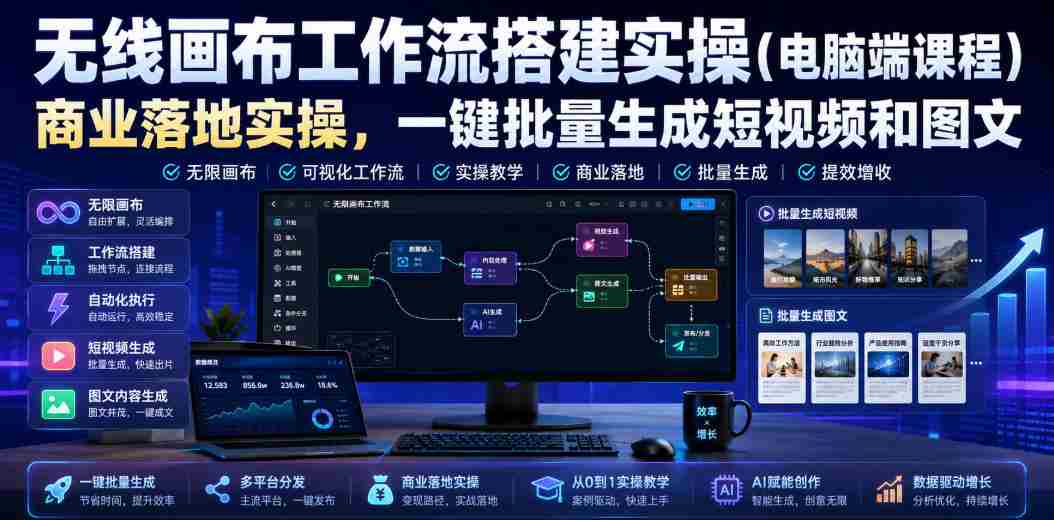 无线画布工作流搭建实操（电脑端课程），商业落地实操，一键批量生成短视频和图文-任任的小木屋 - 热点知汇