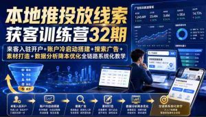 本地推投放线索获客训练营32期|来客入驻开户+账户冷启动搭建+搜索广告+素材打造+数据分析降本优化全链路系统化教学(8月全新课程)-任任的小木屋 - 热点知汇