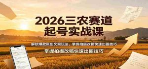 2026三农赛道起号实战课：解锁爆款原创文案玩法，掌握拍摄改稿快速出圈技巧-任任的小木屋 - 热点知汇