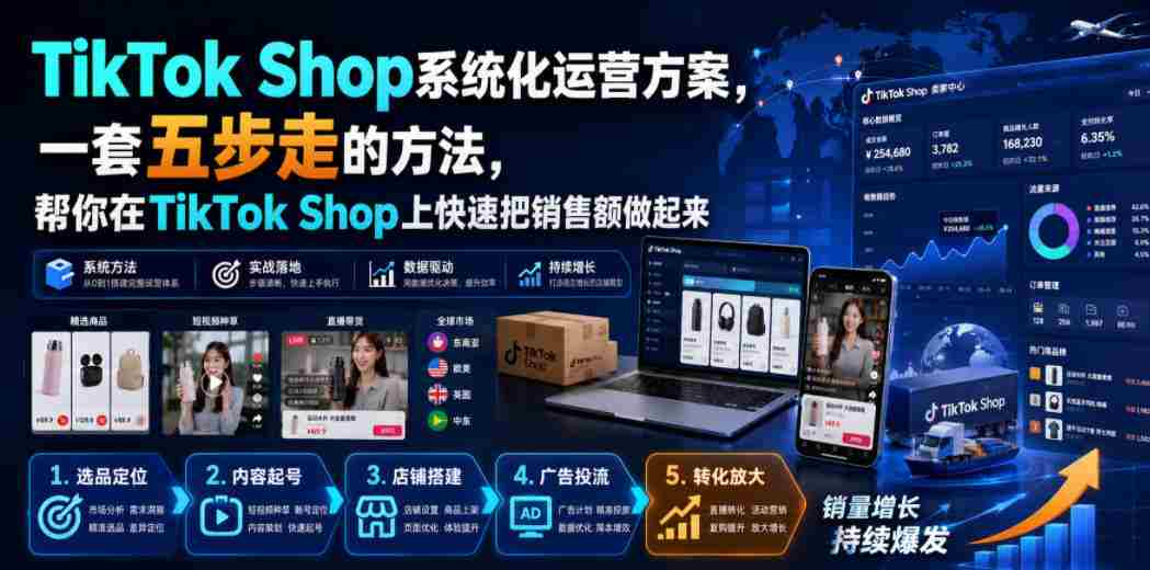 TikTok Shop系统化运营方案,一套五步走的方法,帮你在TikTok Shop上快速把销售额做起来【原创双语字幕】-任任的小木屋 - 热点知汇