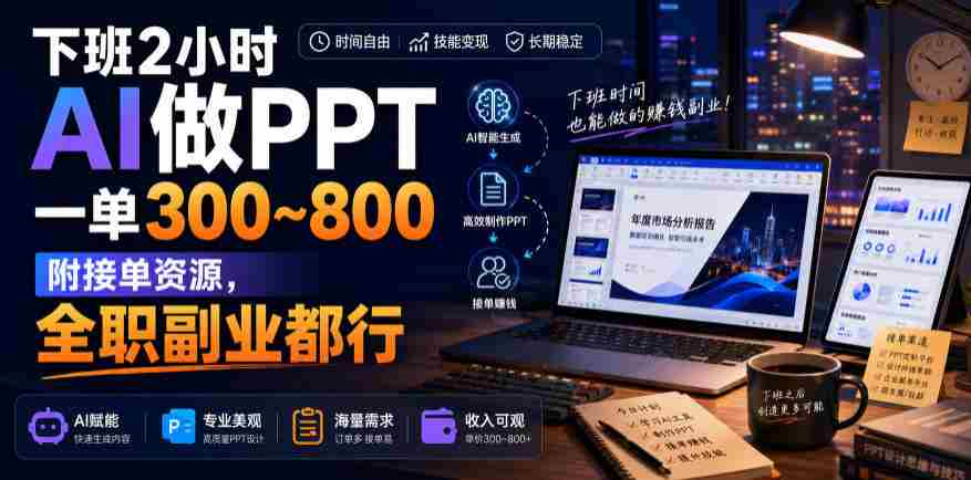 下班2小时AI做PPT，一单300~800，附接单资源，全职副业都行【揭秘】-任任的小木屋 - 热点知汇