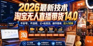 2026最新技术，淘宝无人直播带货14.0，不封号，不违规，公+私玩法，操作简单，日入10张【揭秘】-任任的小木屋 - 热点知汇