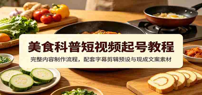美食科普短视频起号教程：完整内容制作流程，配套字幕剪辑预设与现成文案素材-任任的小木屋 - 热点知汇