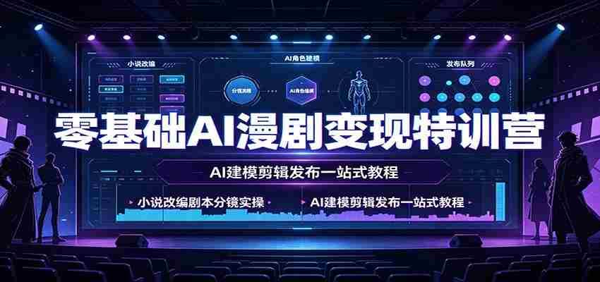 零基础AI漫剧变现特训营：小说改编剧本分镜实操，AI建模剪辑发布一站式教程-任任的小木屋 - 热点知汇