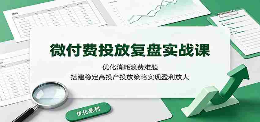 微付费投放复盘实战课：优化消耗浪费难题，搭建稳定高投产投放策略实现盈利放大-任任的小木屋 - 热点知汇