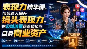 表现力精华课,帮普通人提升镜头表现力,把公域流量稳稳转化为自身商业资产-任任的小木屋 - 热点知汇