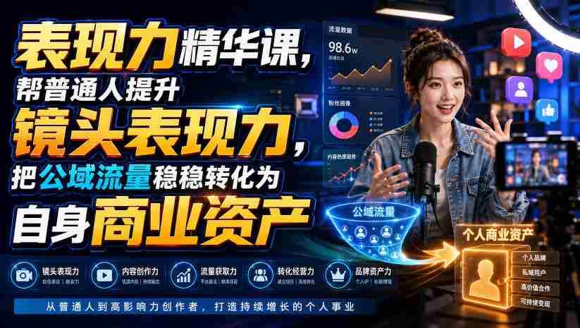 表现力精华课，帮普通人提升镜头表现力，把公域流量稳稳转化为自身商业资产-任任的小木屋 - 热点知汇