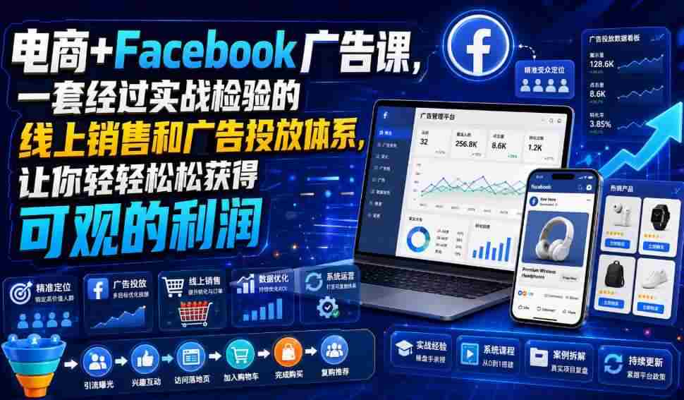 电商+Facebook广告课，一套经过实战检验的线上销售和广告投放体系，让你轻轻松松获得可观的利润【原创双语字幕】-任任的小木屋 - 热点知汇