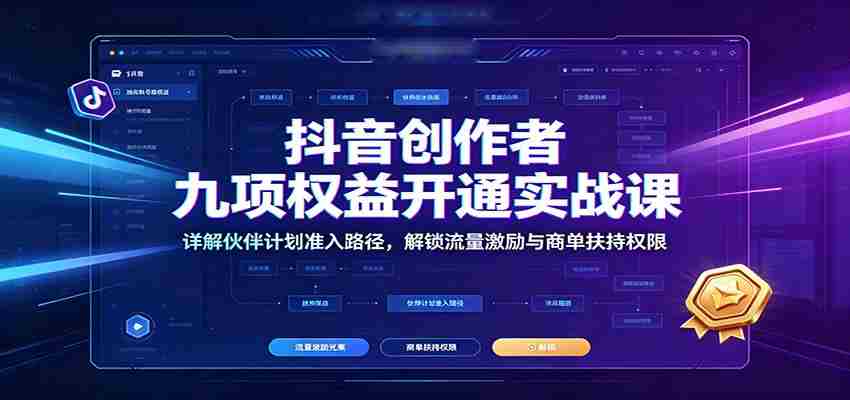 抖音创作者九项权益开通实战课：详解伙伴计划准入路径，解锁流量激励与商单扶持权限-任任的小木屋 - 热点知汇