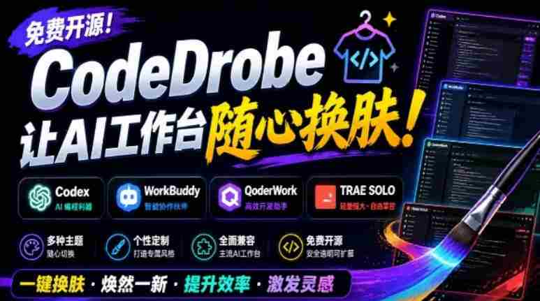 免费开源的CodeDrobe，让AI工作台随心换肤，支持Codex、WorkBuddy等，免费且本地运行！-任任的小木屋 - 热点知汇
