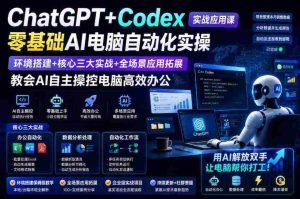 ChatGPT+Codex实战应用课｜零基础AI电脑自动化实操，环境搭建+核心三大实战+全场景应用拓展，教会AI自主操控电脑高效办公-任任的小木屋 - 热点知汇