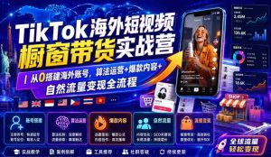 TikTok海外短视频橱窗带货实战营|从0搭建海外账号,算法运营+爆款内容+自然流量变现全流程-任任的小木屋 - 热点知汇