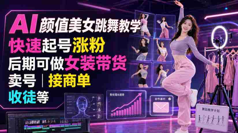 AI颜值美女跳舞教学，快速起号涨粉，后期可做女装带货，卖号，接商单，收徒等-任任的小木屋 - 热点知汇