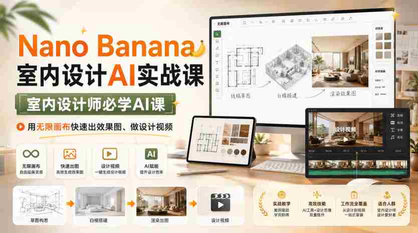 Nano Banana室内设计AI实战课，室内设计师必学AI课，用无限画布快速出效果图、做设计视频-任任的小木屋 - 热点知汇