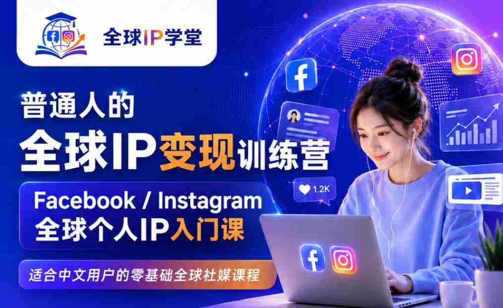 普通人的全球IP变现训练营,Facebook/Instagram全球个人IP入门课,零基础全球社媒课程-任任的小木屋 - 热点知汇