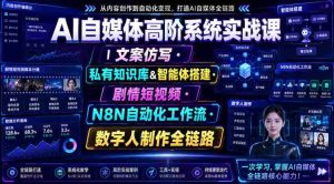 AI自媒体高阶系统实战课｜文案仿写・私有知识库&智能体搭建・剧情短视频・N8N自动化工作流・数字人制作全链路-任任的小木屋 - 热点知汇