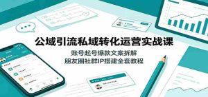 公域引流私域转化运营实战课:账号起号爆款文案拆解,朋友圈社群IP搭建全套教程-任任的小木屋 - 热点知汇