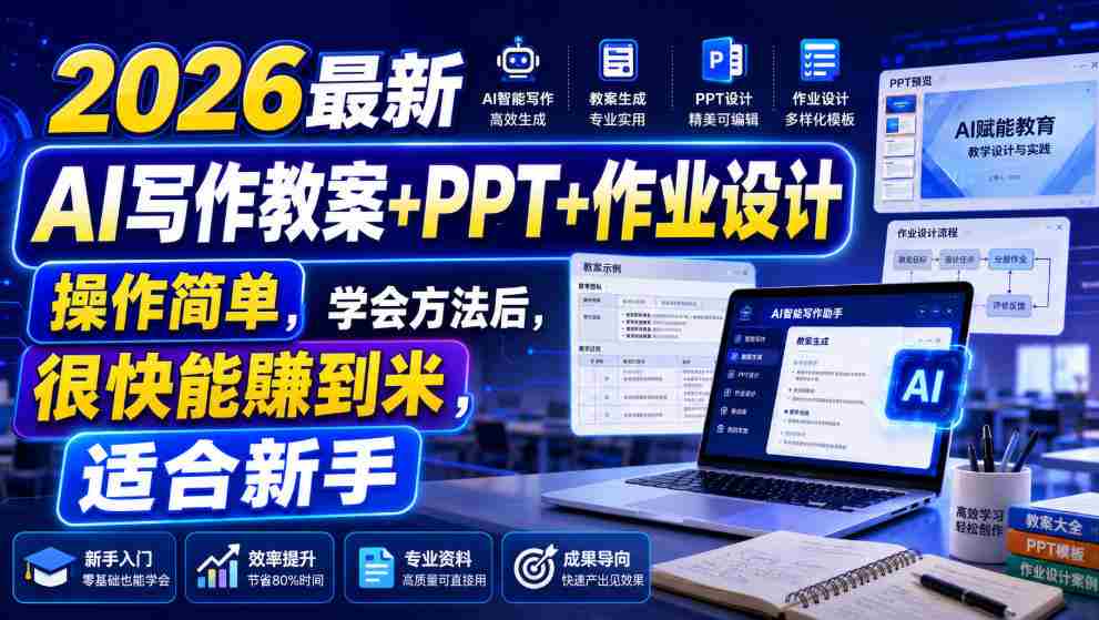 2026最新AI写作教案+PPT+作业设计，操作简单，学会方法后，很快能賺到米，适合新手-任任的小木屋 - 热点知汇