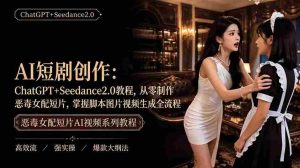AI短剧从零创作实战课｜ChatGPT脚本撰写+Seedance2.0视频生成，恶毒女配短剧全流程教程-任任的小木屋 - 热点知汇