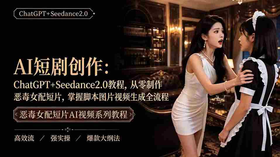 AI短剧从零创作实战课｜ChatGPT脚本撰写+Seedance2.0视频生成，恶毒女配短剧全流程教程-任任的小木屋 - 热点知汇