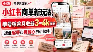 小红书商单新玩法，单号综合月收益3-4k左右，适合起号和有耐心的小伙伴-任任的小木屋 - 热点知汇