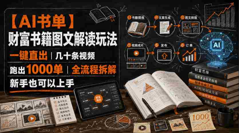 【AI书单】财富书籍图文解读玩法，一键直出，几十条视频，跑出1000单，全流程拆解，新手也可以上手-任任的小木屋 - 热点知汇
