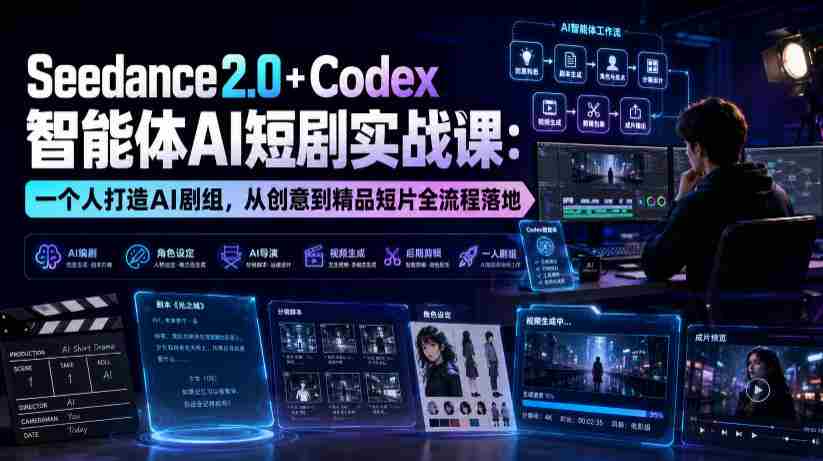 Seedance2.0+Codex智能体AI短剧实战课:一个人打造AI剧组,从创意到精品短片全流程-任任的小木屋 - 热点知汇