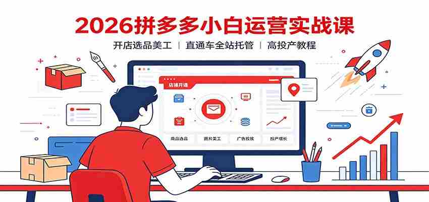2026拼多多小白运营实战课：开店选品美工，直通车全站托管高投产教程-任任的小木屋 - 热点知汇