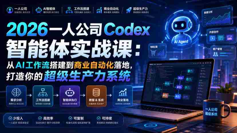 2026一人公司Codex智能体实战课：从AI工作流搭建到商业自动化落地，打造你的超级生产力系统-任任的小木屋 - 热点知汇