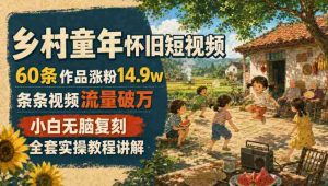 乡村童年怀旧短视频，60条作品涨粉14.9w，条条视频流量破万，小白无脑复刻，全套实操教程讲解-任任的小木屋 - 热点知汇
