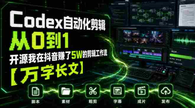 Codex自动化剪辑从0到1，开源我在抖音賺了5W的剪辑工作流【万字长文】-任任的小木屋 - 热点知汇