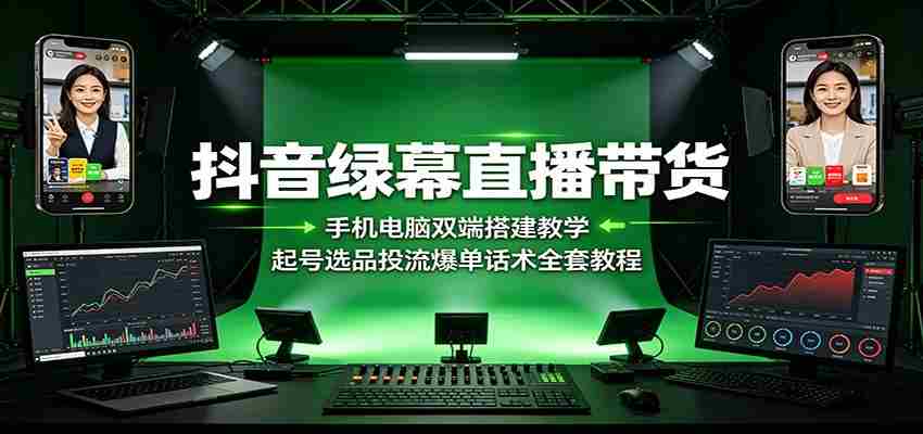 抖音绿幕直播带货：手机电脑双端搭建教学，起号选品投流爆单话术全套教程-任任的小木屋 - 热点知汇
