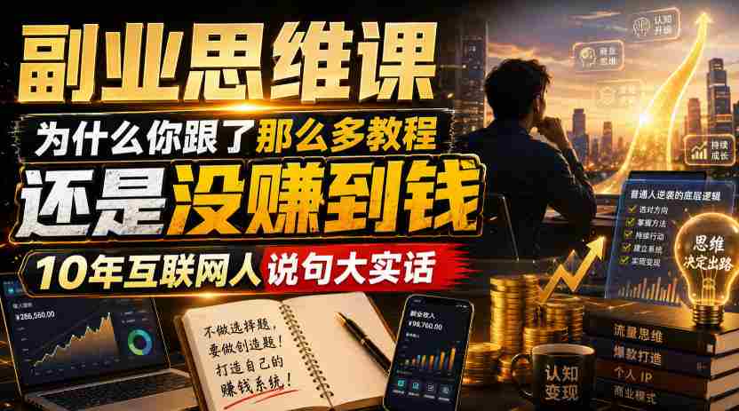 副业思维课,为什么你跟了那么多教程,还是没赚到钱,10年互联网人说句大实话【揭秘】-任任的小木屋 - 热点知汇