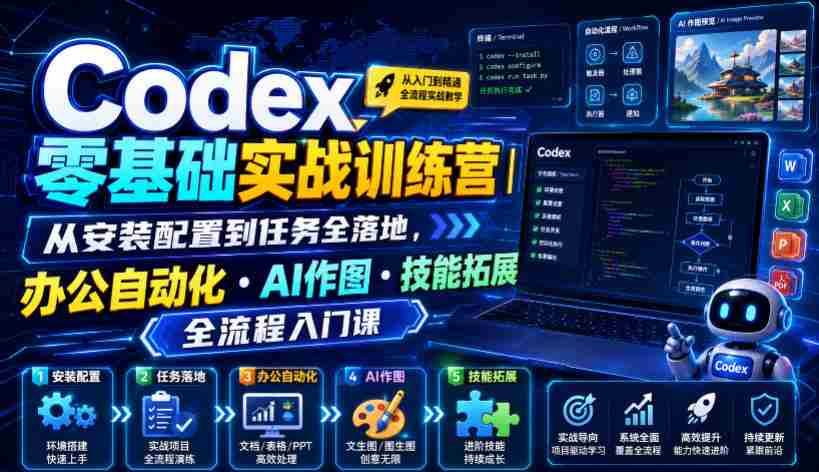 Codex零基础实战训练营｜从安装配置到任务全落地，办公自动化・AI作图・技能拓展全流程入门课-任任的小木屋 - 热点知汇