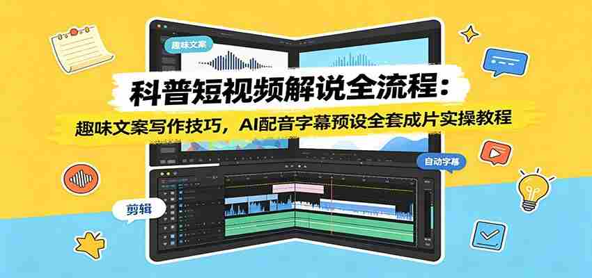 科普短视频解说全流程：趣味文案写作技巧，AI配音字幕预设全套成片实操教程-任任的小木屋 - 热点知汇