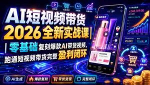 AI短视频带货2026全新实战课|零基础复刻爆款AI带货视频,跑通短视频带货完整盈利闭环-任任的小木屋 - 热点知汇