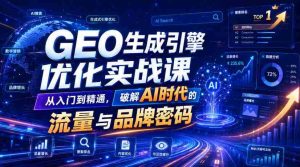GEO生成引擎优化实战课,从入门到精通,破解AI时代的流量与品牌密码-任任的小木屋 - 热点知汇